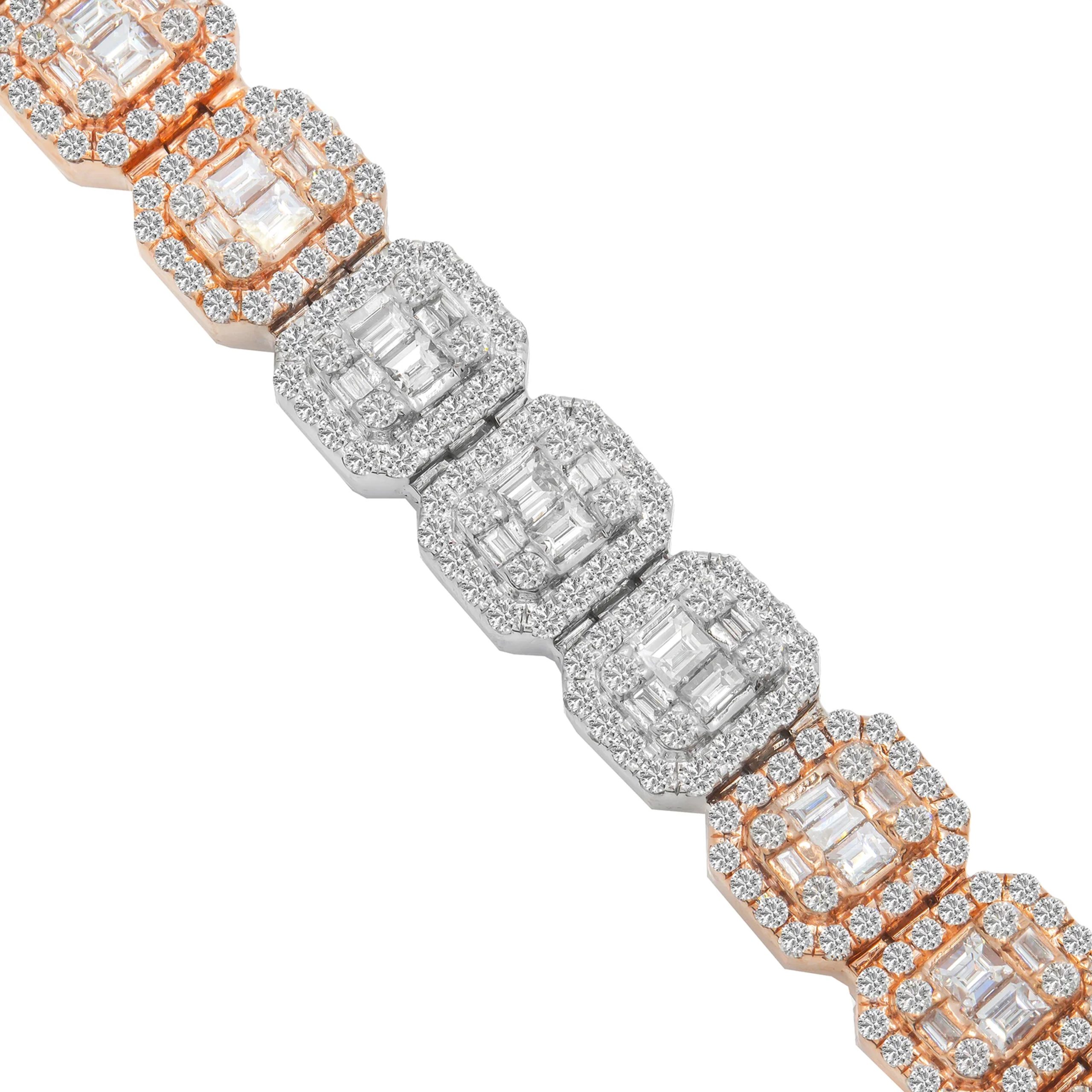 18K White Gold Round and Baguette Diamond Tennis Bracelet | Shop 18k White  Gold Lusso Bangles | Gabriel & Co